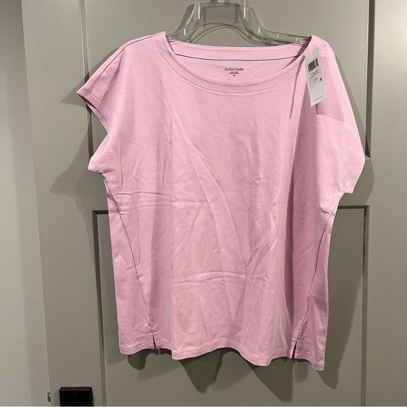 NWT Eileen Fisher Large Organic Cotton Tshirt Pink Rose Quartz SOFTO-T4235 - Picture 1 of 6